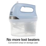 Hamilton Beach 6-Speed Electric Hand Mixer with Whisk, Dough Hooks and Easy Clean Beaters, Powerful 275 Watt Motor, Snap-On Storage Case, Blue