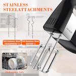GUALIU 450W Electric Hand Mixer, 5-Speed Large Handheld Mixer Food Mixer with 304 Stainless Steel Beaters, Dough Hooks & Storage Bag, Kitchen Blender for Baking & Cooking, Turbo Boost/Black