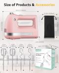 Z-DESDEMONA Electric Hand Mixer, Powerful 300W Hand Mixer Electric Handheld with 304 Beaters, Dough Hook,Hand Held Mixer with Turbo for Baking Cakes, Eggs, Cream Food(Pink)