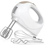 5-Speed Electric Hand Mixer with Whisk, Traditional Beaters, 120 Watts,Portable & Lightweight, Blending or Cooking, Brown