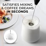 Zulay Kitchen Milk Frother Wand Drink Mixer with AA Duracell Batteries- Durable Handheld Milk Frother Electric Whisk - Easy-Clean Milk Frother Wand & Mini Blender - Electric Coffee Frother - Black
