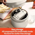 bella 3.5 Qt Hand Blender & Stand Mixer, 2 in 1 Electric Mixer with Bowl, Dough Hook, Whisk & Egg Beater, Multifunctional Handheld Blender & Mixer for Baking, 200 Watt, Oatmilk