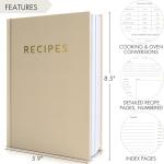 ZICOTO Aesthetic Blank Recipe Book with Waterproof Cover - The Perfect Recipe Notebook To Write In Your Own Recipes - Beautiful Blank Cookbook to Organize Your Recipes