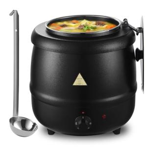 Commercial Soup Warmers Soup Kettle with Stainless Steel Hinged Lid and Detachable Insert Pot for Restaurants and Party, Home, Catering