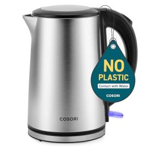 COSORI Electric Kettle, No Plastic Inner Lid, Filter and Spout, Double Wall Stainless Steel Keep Warm, Automatic Shut Off & Boil-Dry Protection, Durable Tea Kettle Boiler & Heater, 1.5L/1500W, Silver