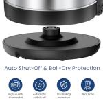 COMFEE' 1.7L Stainless Steel Electric Tea Kettle, BPA-Free Hot Water Kettle Electric with LED Light, Auto Shut-Off and Boil-Dry Protection, 1500W Fast Boil Electric Kettle