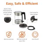 Amazon Basics Electric Kettle with Glass Carafe for Tea and Coffee, BPA-Free, Fast Boiling, Auto Shut-Off, 1 liter , 1500W, Glass and Steel