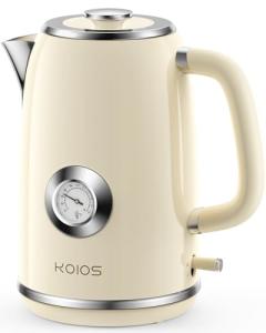 Electric Kettle 1.8L with Temperature Gauge, 1500W Fast Boiling Electric Tea Kettle, 100% Stainless Steel Retro-Style Hot Water Kettle Electric - Glowing LED Light, Auto Shut-Off & Boil-Dry Protection
