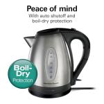 Hamilton Beach Electric Tea Kettle, Water Boiler & Heater, 1.7 Liter, Cordless Serving, 1500 Watts for Fast Boiling, Auto-Shutoff and Boil-Dry Protection, Stainless Steel (40880)