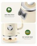 Electric Kettle 1.8L with Temperature Gauge, 1500W Fast Boiling Electric Tea Kettle, 100% Stainless Steel Retro-Style Hot Water Kettle Electric - Glowing LED Light, Auto Shut-Off & Boil-Dry Protection