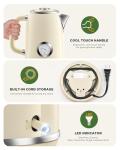 Electric Kettle 1.8L with Temperature Gauge, 1500W Fast Boiling Electric Tea Kettle, 100% Stainless Steel Retro-Style Hot Water Kettle Electric - Glowing LED Light, Auto Shut-Off & Boil-Dry Protection