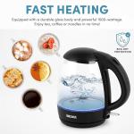 AROMA® 1.2L / 5-Cup Glass Electric Kettle with Cordless Pouring, Trigger-Release Lid, Automatic Shut-off, Black (AWK-151B)