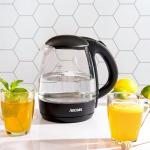 AROMA® 1.2L / 5-Cup Glass Electric Kettle with Cordless Pouring, Trigger-Release Lid, Automatic Shut-off, Black (AWK-151B)