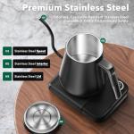 Electric Kettle, HIYAKOI Gooseneck Electric Kettle with Temperature Control, Pour Over Kettle for Coffee & Tea, 1200W Quick Heating Stainless Steel Hot Water Kettle Electric, Keep Warm, 0.8L