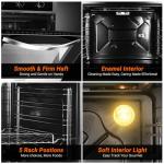 AMZCHEF 24" Single Wall Oven, 2.65 Cu.ft. Built-in Electric Wall Oven with 5 Cooking Functions, 360° ROTATING ROTISSERIE, 2200W, Mechanical Knobs Control, Timer, Stainless Steel Wall Oven for Kitchen