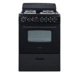 Avanti ERU240P1B Electric Range Oven Compact Design, 2.6-Cu.Ft. Capacity with 4 Coil Burners, Framed Glass Door, Storage Drawer and Broiler with Pan Perfect for Apartment RV Tiny Home, 24-Inch, Black
