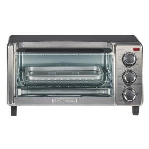 BLACK+DECKER 4-Slice Toaster Oven, Even Toast, 4 Cooking Functions Bake, Broil, Toast and Keep Warm, Removable Crumb Tray, Timer