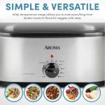 AROMA® 20Qt. Roaster Oven with Self-Basting Lid, Fits 24-lb. Turkey, Adjustable Temperature Settings, Keep Warm Setting, Stainless Steel (ART-720S)