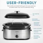 AROMA® 20Qt. Roaster Oven with Self-Basting Lid, Fits 24-lb. Turkey, Adjustable Temperature Settings, Keep Warm Setting, Stainless Steel (ART-720S)