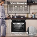 AMZCHEF Single Wall Oven 24" Built-in Electric Ovens with 11 Functions, 8 Automatic Recipes, 2800W, 240V, 2.5Cu.f Convection Wall Oven in Stainless Steel, Touch Control, Timer, Safety Lock,Upgraded