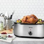AROMA® 20Qt. Roaster Oven with Self-Basting Lid, Fits 24-lb. Turkey, Adjustable Temperature Settings, Keep Warm Setting, Stainless Steel (ART-720S)