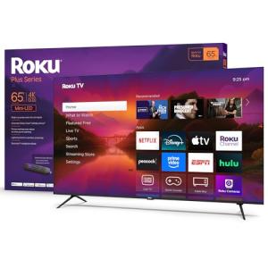 Roku Smart TV 2025 – 65-Inch Plus Series, Mini-LED TV – RokuTV with Enhanced Voice Remote – Flat Screen 4K QLED Television with Dolby Vision & Wi-Fi for Streaming Live Local News, Sports
