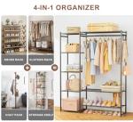 Wardrobe Closet, Portable Clothing Rack for Hanging Clothes, Free Standing Closet Organizers and Storage System with 4 Tiers Shelves for Cloakroom Bedroom, Black