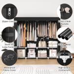 VTRIN Portable Closet for Hanging Clothes 67 Inch Wide Large Capacity Portable Wardrobe Closet with Cover, 4 Storage Shelves and 4 Hanging Rod Sturdy Free Standing Closet for Bedroom, Black