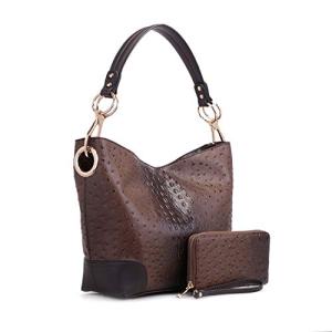 MKF Set Hobo Bag for Women & Wristlet Wallet – PU Leather Designer Handbag Purse – Shoulder Strap Lady Fashion, Coffee