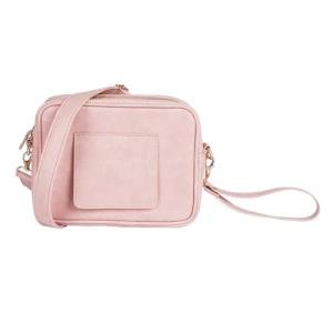 STAËLL Crossbody Diaper Bag Purse with Wipes Dispenser - Stylish Vegan Leather Baby Wipes Holder Clutch for Women - Multipurpose Luxury Diaper Bag Pouch Can Hold 20-30 Various Types of Wipes - Pink