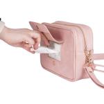 STAËLL Crossbody Diaper Bag Purse with Wipes Dispenser - Stylish Vegan Leather Baby Wipes Holder Clutch for Women - Multipurpose Luxury Diaper Bag Pouch Can Hold 20-30 Various Types of Wipes - Pink