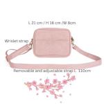 STAËLL Crossbody Diaper Bag Purse with Wipes Dispenser - Stylish Vegan Leather Baby Wipes Holder Clutch for Women - Multipurpose Luxury Diaper Bag Pouch Can Hold 20-30 Various Types of Wipes - Pink