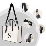 TOPDesign Initial Laptop Tote Bag for Women, Stylish Canvas Bag for 15.7 Inch Computer, Personalized Monogrammed Work Purse, Large Casual Business Briefcase, Office Handbag, Perfect Gifts for Her