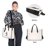 TOPDesign Initial Laptop Tote Bag for Women, Stylish Canvas Bag for 15.7 Inch Computer, Personalized Monogrammed Work Purse, Large Casual Business Briefcase, Office Handbag, Perfect Gifts for Her