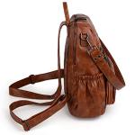UTO Women Backpack Purse Oil Wax PU Leather Ladies Fashion Designer Rucksack Convertible Travel Shoulder Bag with Tassel Brown