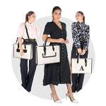 TOPDesign Initial Laptop Tote Bag for Women, Stylish Canvas Bag for 15.7 Inch Computer, Personalized Monogrammed Work Purse, Large Casual Business Briefcase, Office Handbag, Perfect Gifts for Her