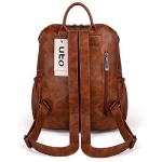 UTO Women Backpack Purse Oil Wax PU Leather Ladies Fashion Designer Rucksack Convertible Travel Shoulder Bag with Tassel Brown