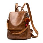 Cheruty Tan PU Leather Anti-Theft Women's Backpack