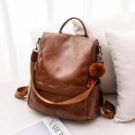 Cheruty Tan PU Leather Anti-Theft Women's Backpack