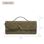 JYG Suede Woven Handbag for Women Olive Green Trendy Evening Shoulder Bag Casual Clutch Purse Crossbody Satchel with Metal Buckle 2025