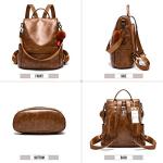 Cheruty Tan PU Leather Anti-Theft Women's Backpack