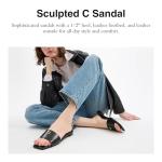 Coach Women's Sculpted C Flat Sandal Platform, Charcoal/Black, 7