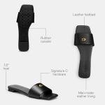 Coach Women's Sculpted C Flat Sandal Platform, Charcoal/Black, 7