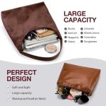 Hommtina 2-Piece Vegan Leather Purse Set for Women: Slouchy Hobo Shoulder Bag & Suede Tote Bag (Coffee)