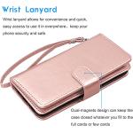 Tekcoo Wallet Case Compatible with iPhone 13 (6.1 inch) 2021 Luxury ID Cash Credit Card Slots Holder Carrying Pouch Folio Flip PU Leather Cover [Detachable Magnetic Hard Case] with Strap [Rose Gold]