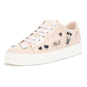 Karl Lagerfeld Paris Women's Cate Pins Tweed Lace Up Platform Sneaker, Black/White Multi, 10