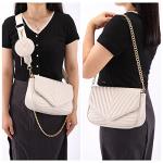 Ayliss Women Multipurpose Small/Medium Crossbody Bags Shoulder Handbag Coin Purse Trendy Clutch Evening Bag PU Leather Chain (Beige)
