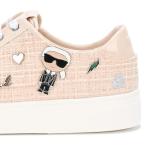 Karl Lagerfeld Paris Women's Cate Pins Tweed Lace Up Platform Sneaker, Black/White Multi, 10