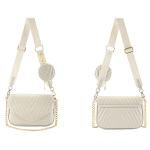 Ayliss Women Multipurpose Small/Medium Crossbody Bags Shoulder Handbag Coin Purse Trendy Clutch Evening Bag PU Leather Chain (Beige)