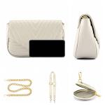 Ayliss Women Multipurpose Small/Medium Crossbody Bags Shoulder Handbag Coin Purse Trendy Clutch Evening Bag PU Leather Chain (Beige)